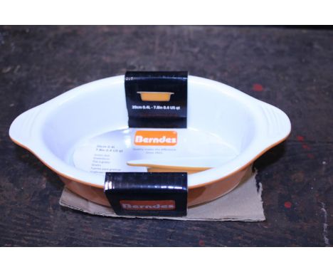 A box of six enamel gratin dishes. Shipping unavailable 