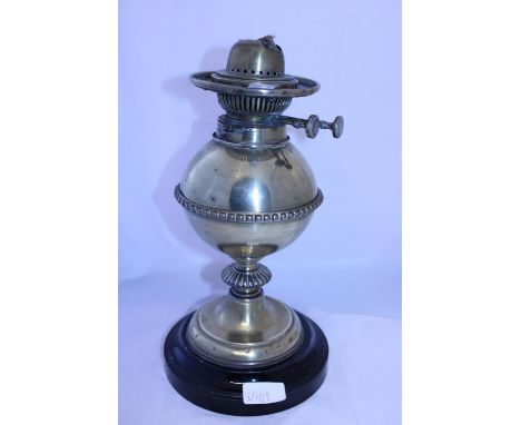 A heavy brass and marble oil lamp bass by Messengers of Birmingham 