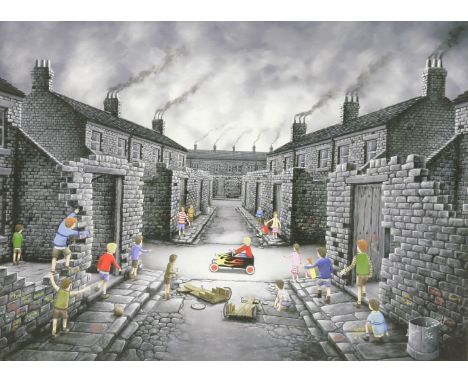 *Leigh Lambert (b.1979)CHILDREN PLAYING WITH GO KARTSGiclee print on canvas, signed and numbered 11/50 l.r.59 x 81cm*Artist's