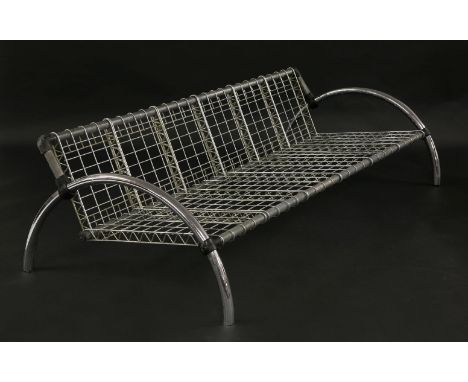 Ron Arad (b.1951),a 'Round Rail' sofa, designed in 1981, Kee-klamp tubular steel with wire mesh,200cm wide