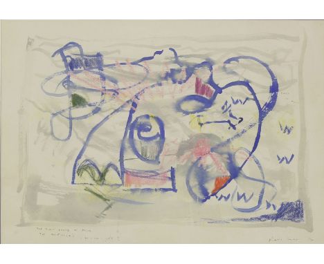 Willi Stahl (?)'THE FIRST HORSE IS FROM THE AMERICAS - NO OR YES?Signed, inscribed with title and dated '54, watercolour and 