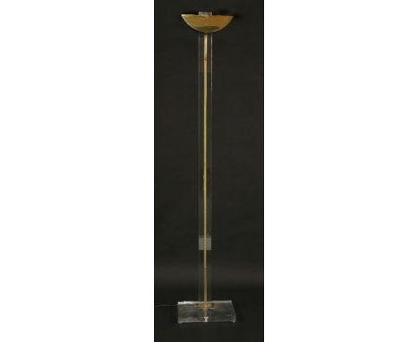 A modern brass and Lucite standard lamp,188cm high