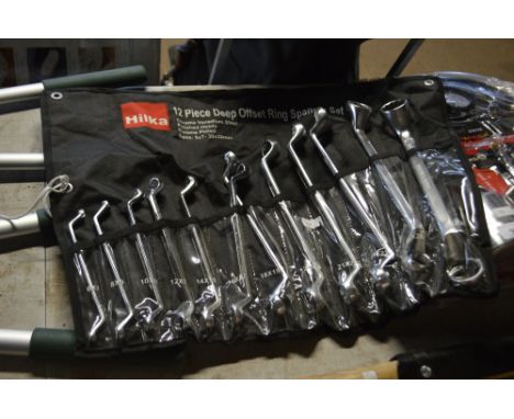 A twelve piece ring spanner set 