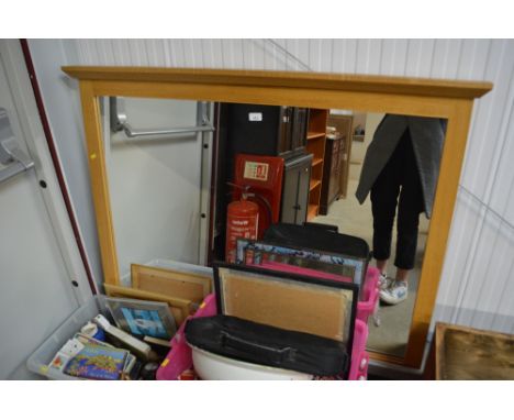 A Morris light oak framed wall mirror