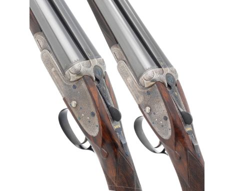 A pair of 12-bore sidelock ejector guns by James Woodward &amp; Co., no. 5451/2Toplevers, ribs and forends numbered '1' and '