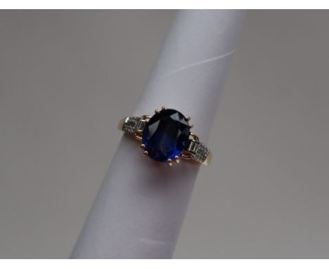 Gemporia - A 4.7cts oval Nilamani and Diamond 18k gold Tomas Rae ring, size P to Q, metal 4.42g with certificate