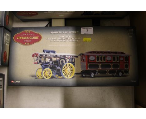 A Corgi Vintage Glory of Steam boxed model of a Fowler boxed locomotive and caravan