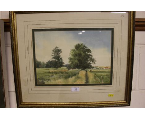 K S Curtis, study of a field in Westleton, signed watercolour