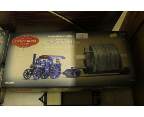 A Corgi Vintage Glory of Steam boxed model of a Fowler road locomotive, low loader and cylinder load