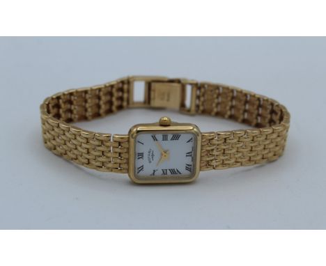 A 9ct gold quartz movement Rotary ladies wristwatch on 9ct gold bracelet. Gross weight approximately 18 gm. Untested