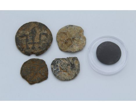 Token 1652 City and Mayor of Oxford plus old coins of Celtic coinage Charles II Shilling First Issue hammered 1660-1685AD Sil