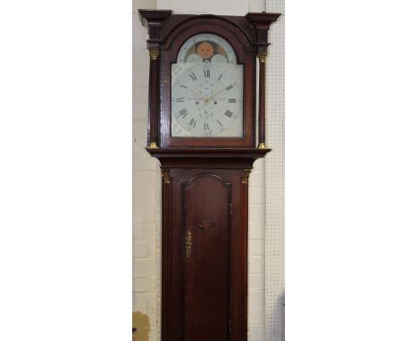 Charles Sanders, Banbury. A George III oak and mahogany crossbanded longcase clock, the arched 13 inch moon phase calendar di