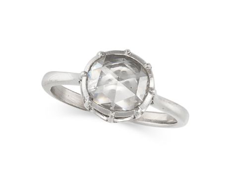 A 1.25 CARAT SOLITAIRE DIAMOND ENGAGEMENT RING set with a rose cut diamond of 1.25 carats, no assay marks, size N1/2 / 7, 3.8