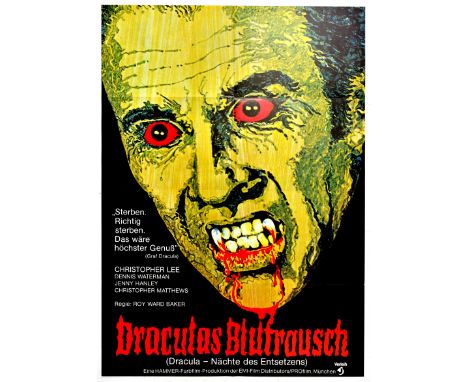Original vintage film advertising poster for the German release of the 1970 horror film Scars of Dracula, titled in German Dr