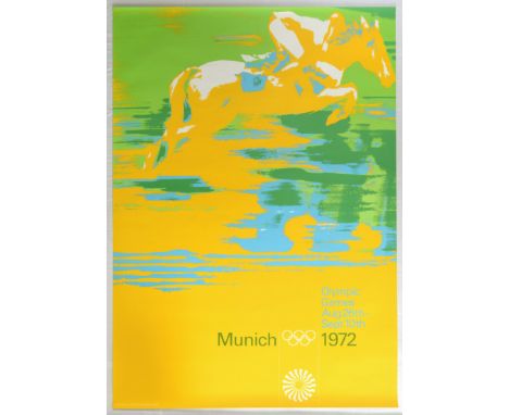 Original vintage sport advertising poster for the 1972 Munich Summer Olympic Games, held from August 26th to September 10th, 