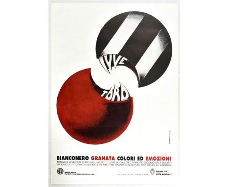 Original vintage exhibition poster advertising Black and White Garnet Colors and Emotions / Bianconero Granata Colori Ed Emoz