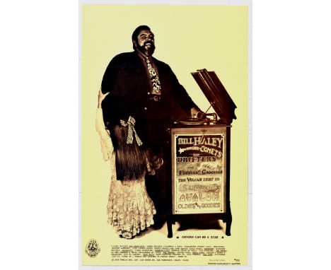 Original vintage advertising poster for a concert titled Bill Haley and the Coments, the Drifters, The Flaming Groovies, The 