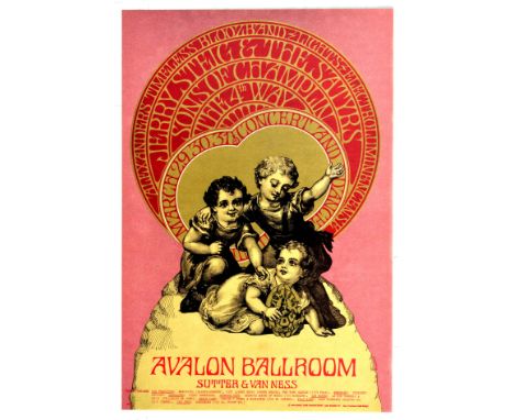 Original vintage advertising poster for a concert titled Jerry Steig and the Satyrs Sons of Champlin, Avalon Ballroom, with a