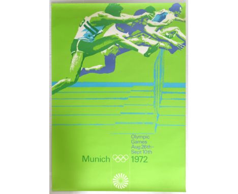 Original vintage sport advertising poster for the 1972 Munich Summer Olympic Games, held from August 26th to September 10th, 