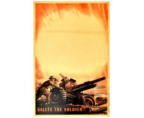 Original vintage Second World War propaganda poster titled Salute the Soldier, with an artwork by British artist Harold Pym, 