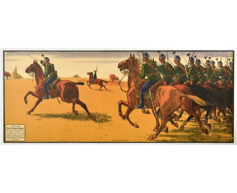 Original vintage propaganda poster Mobilisation 1914 - Cavalry Horse Charging -  Great artwork by Jules Courvoisier (1884-193