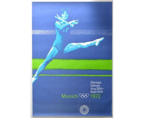 Original vintage sport advertising poster for the 1972 Munich Summer Olympic Games, held from August 26th to September 10th, 