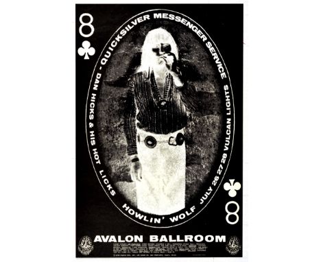 Original vintage advertising poster for a concert titled Quicksilver Messenger Service, at the Avalon Ballroom, with an artwo