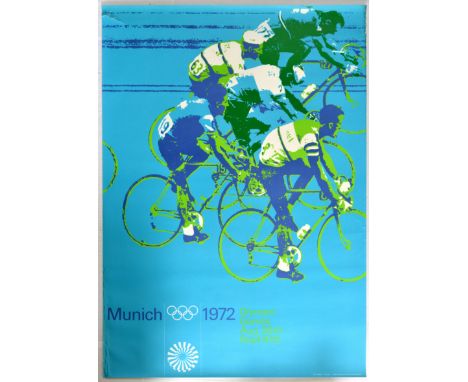 Original vintage sport advertising poster for the 1972 Munich Summer Olympic Games, held from August 26th to September 10th, 