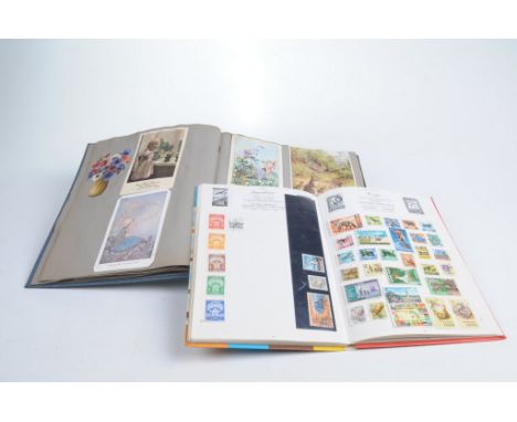 A collection of stamp albumsTo include British, Commonwealth,  Danish, French stamps etc., also various loose stamps, album c