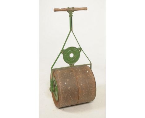 An early 20th Century iron garden roller by Thomas Bradford & Co., ManchesterThe turned wooden handle mounted on a triangular