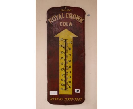 A vintage Royal Crown Cola enamelled tin thermometer