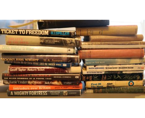 A collection of 21 books relating to WWI and WWII, incorporating a large collection of autographs of pilots, notable personag