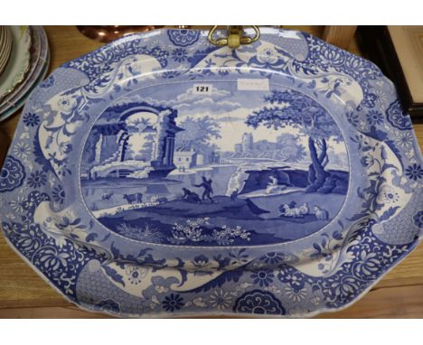 A Victorian Spode blue and white meat platter