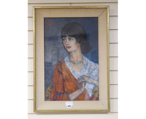 Maurice Man (1921-1997), pastel, Portrait of Yvonne, 60 x 39cm