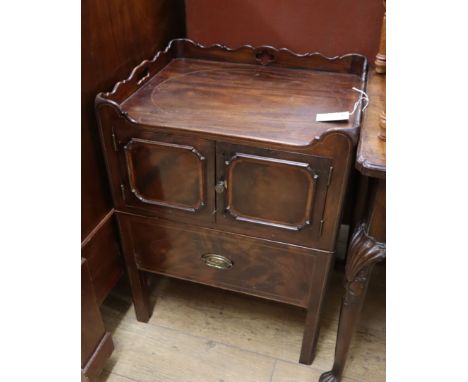 A George III mahogany tray top commode, altered W.56cm