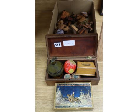 Barley twist Tunbridge ware, other wood wares and Continental treen figures