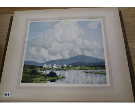 Paul Henry, two colour prints, Irish landscapes, signed in pencil, one unframed, 34 x 40cm