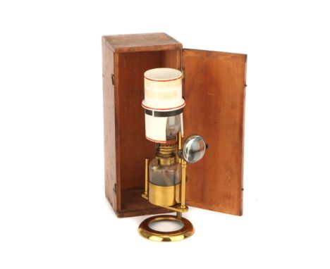 A Microscope Oil Lamp, English, c. 1880, signed around the base 'Watson &amp; Sons, 313 High Holborn, London', constructed of