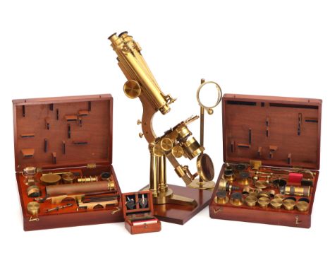 A Fine Binocular 'Large Best', or 'N°1 Stand' Microscope Outfit, English, dated 1858*,  signed in script to the foot ‘Smith &