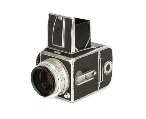 A Hasselblad 1000F Camera, 1956, chrome, serial no. CT20368, with Carl Zeiss Tessar f/2.8 80mm lens, chrome, serial no. 14935