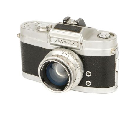 A Wray Wrayflex I SLR Camera, 1950-, chrome, serial no. 2019, with Unilite f/2 50m lens, chrome, serial no. 113997, body, G-V