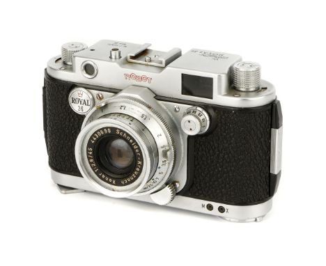 A Berning Robot Royal 36 Mod. III Rangefinder Camera, 1955-69, chrome, serial no. Z-137573, with Schneider Xenar f/2.8 45mm l