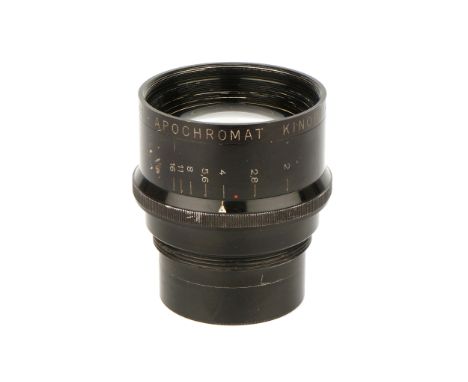 A Kinoptik Foyer Apochromat f/2 75mm Lens, black, serial no. 5241, body, G, elements, F-G, small patch of seperation to middl