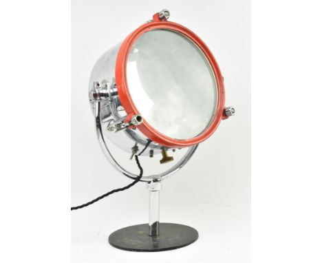 Francis Searchlight - a retro 20th century chrome &amp; painted metal fire engine / search light converted in desk table lamp