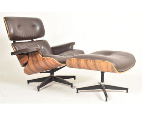 After Charles &amp; Ray Eames - Herman Miller - Lounge Chair - A contemporary Eames style retro vintage large swivel accent /
