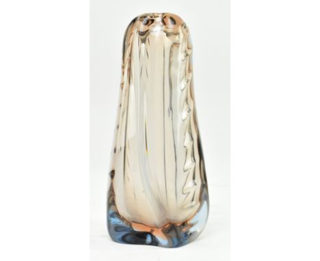 Jan Beranek for Skrdlovice - a tall Czech vintage mid 20th century circa 1960s glass hand blown decorative vase. The free for