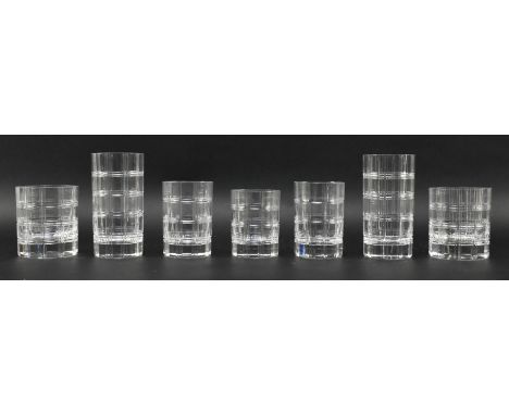 Christian Dior - a vintage two person set of drinking glasses in a tartan pattern, comprising eight glasses. The set to inclu