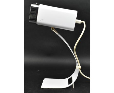 Prova, Made in Italy - a retro mid 20th century chrome plated and white painted metal desk table lamp light. The lamp having 