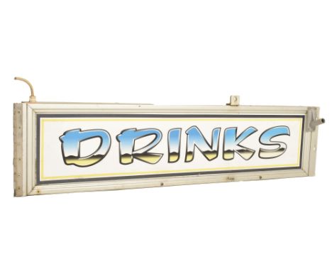 A 20th century fairground / funfair food stall light box sign. The light box having a metal case with acrylic light-up panel 