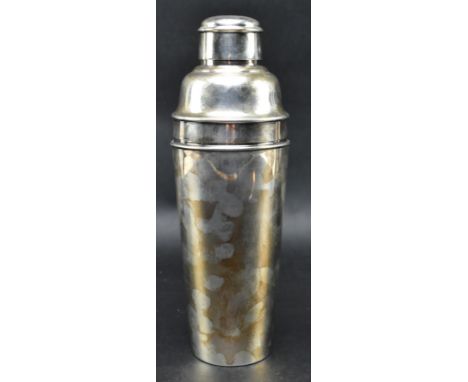 Mappin &amp; Webb - an early 20th century circa 1930s Art Deco Prince's silver plated cocktail shaker. The drinks shaker havi